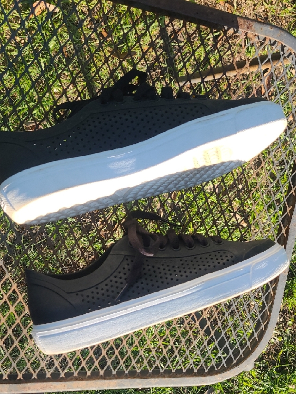 Crocs Women's Black Perforated Lace-Up Sneakers Size 8